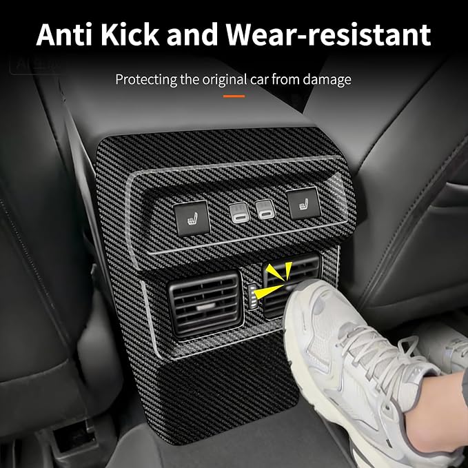 Rear Air Vent Anti-kick Panel Cover Compatible with Toyota RAV4 XLE Premium/SE/XSE/Limited/Woodland 2026+, Rear Air Conditioner Outlet Vent Trim, Back Seat Air Vent Frame for RAV4 2026 (Carbon Fiber)