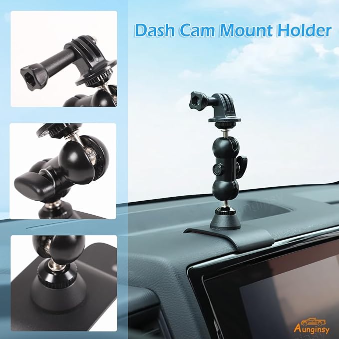 Car Center Console Dash Cam Mount Holder Compatible with Nissan Frontier 2022 2023 2024, Dashboard Panel Car Action Cameras Bracket for Video Record, 180° Rotation Adjustable Stabilizer Accessories