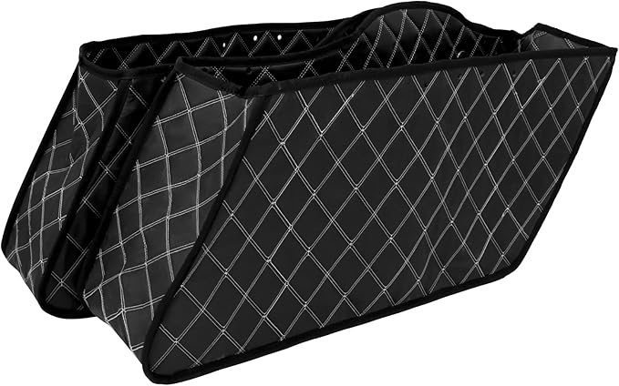 Motorcycle Drop-in Saddlebag Carpet Liners Fits for Harley Touring Models Road King Road Glide Road King Electra Street Ultra Glide Classic 1993-2013 (White Thread)