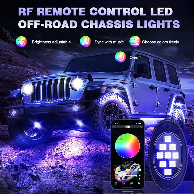 20 Pods Led Rock Lights for Trucks, RGB LED High Brightness Multifunction Neon Underglow Kit Waterproof Car Light with APP/RF Control, Rock Lights for Pickup Off Road RZR SUV ATV UTV