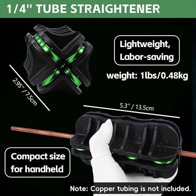 Handheld Tubing Straightener, 1/4 Inch O.D. Manual Tube Straightening Tool for Brake Line Fuel Line Copper/Aluminum/Steel Coils(1/4 Inch)
