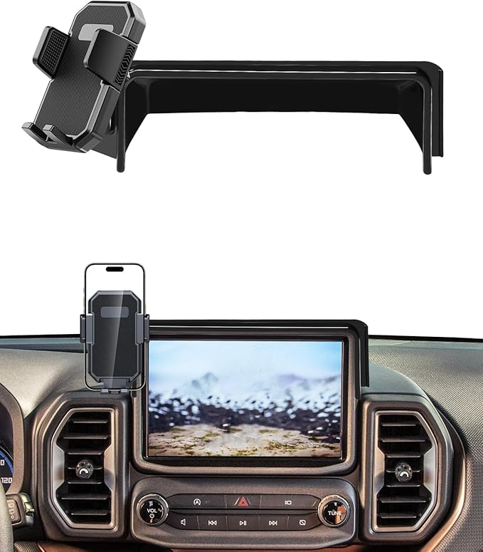 PZK Car Phone Holder for Ford Bronco Sport 2021 2022 2023 2024 Big Bend/Heritage/Outer Banks/Badlands Accessories 8-Inch Screen Fixed Clip Auto Lock Car Phone Mount 360° Rotation Fit for 4-7'' Phones
