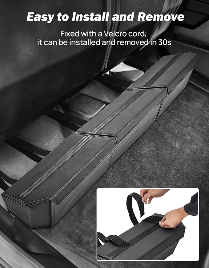 JOYTUTUS Rear Under Seat Storage Box Compatible with Cybertruck 2024, Foldable Second Row Underseat Organizer, Hidden Tray Cybertruck Interior Accessories