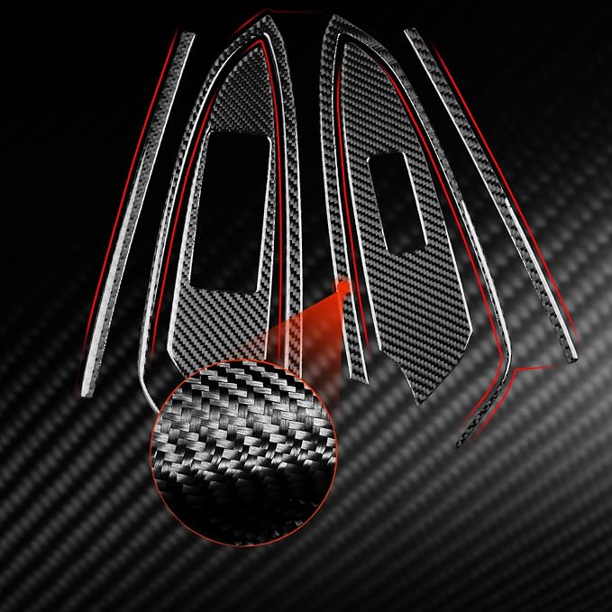 Soft Carbon Fiber Car Interior Window Lift Kit 6/Piece Decorative Sticker for Lexus RC300 350 200T 15-24 Carbon Fiber Interior Accessories