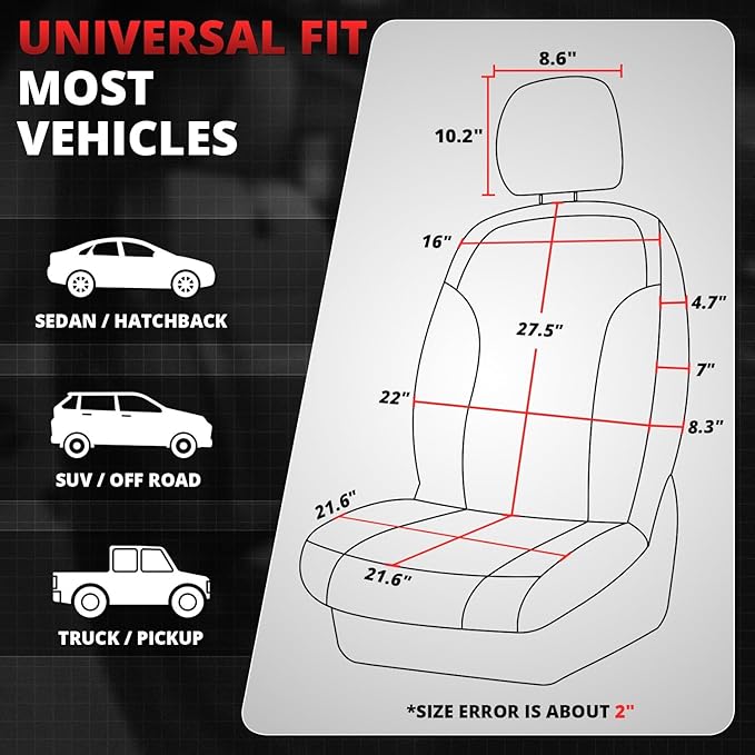Drive Series Front Row Set Seat Covers Universal for Cars Trucks SUV, Navy Blue, CA-SC-Drive-F-NB