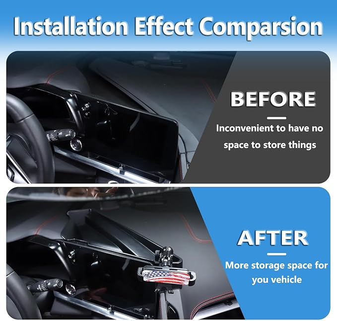 Sekhyna Navigation Screen Back Storage Box Compatible Corvette C8 Stingray 2020-2025,Dash Organizer Tray,Center Console Phone Insert Auxiliary Storage Tray Interior Accessories (with Phone Mount E)