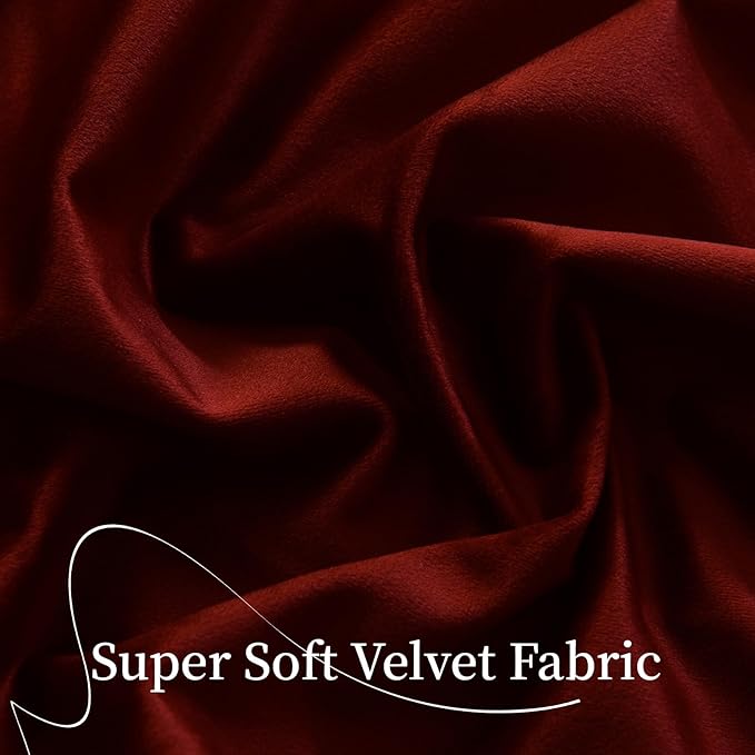 Roslynwood Luxury Soft Burnt Ochre Velvet Curtains 96 inches Long Back Tab Thermal Insulated Blackout Window Drapes for Living Room/Bedroom/Dining Room, W52 x L96, 2 Panels