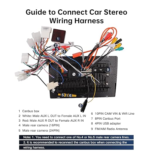 16PIN Car Radio Wiring Harness for Toyota Corolla RAV4 Camry 4Runner Tundra Highlander 2014-2018, Aftermarket Stereo Wire Harness with CANBUS Adapter Support JBL, Backup Camera, SWC
