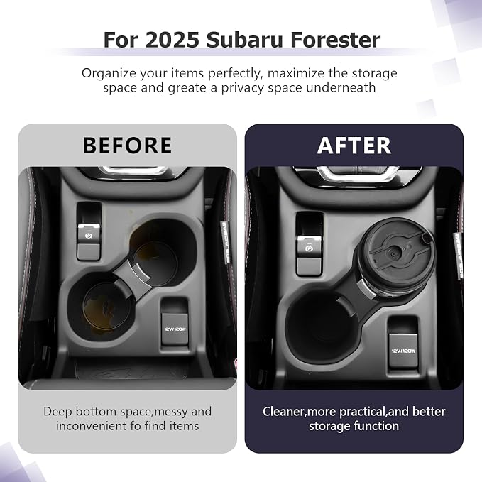 LUWU Forester 2026 Center Console Cup Holder Compatible with 2025 2026 Subaru Forester Accessories Premium TPE Cup Holder Spill-Proof Cups Holders Insert (Not for 2026+ Touring/Wilderness/Premium)