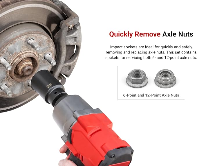TEKTON 1/2 Inch Drive Axle Nut Impact Socket Set, 14-Piece | SID92341