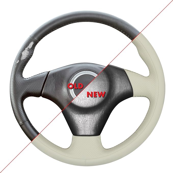 MEWANT Hand Stitch Steering Wheel Cover for Toyota RAV4 1998-2003 / Celica 1999-2006 / Corolla 2003-2008 / Matrix 2002-2008 / MR2 1999-2007 / Supra/Caldina, Custom Fit DIY Wrap Interior Accessories