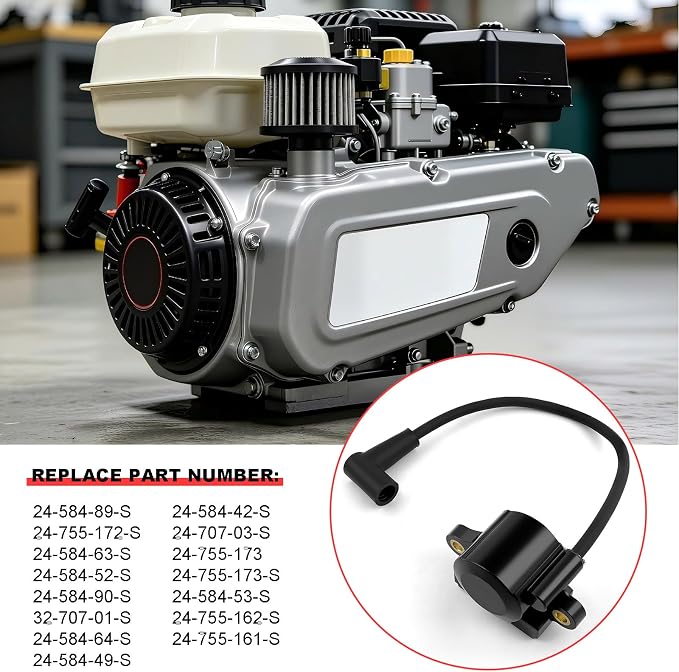 Ignition Coil for Kohler CH740 CV740 SV735 SV740 Replace 24-584-89-S 24-755-172-S 24-584-63-S with Spark Plugs