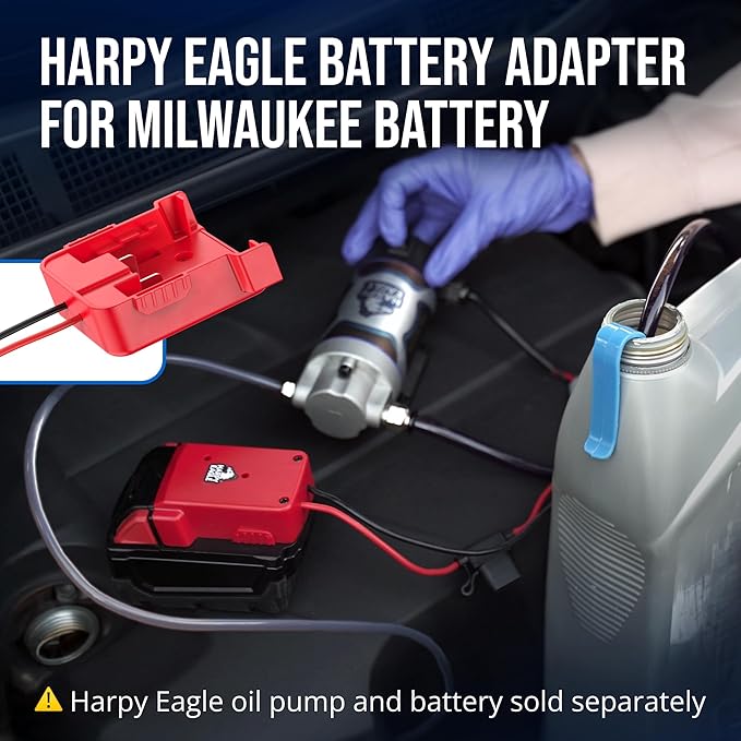 Harpy Eagle Battery Adapter for Red M18 18V Batteries – Compatible Oil Extractor Pump – Includes 30A Fuse, WAGO Connectors & 12AWG Wires – Battery & Pump Not Included