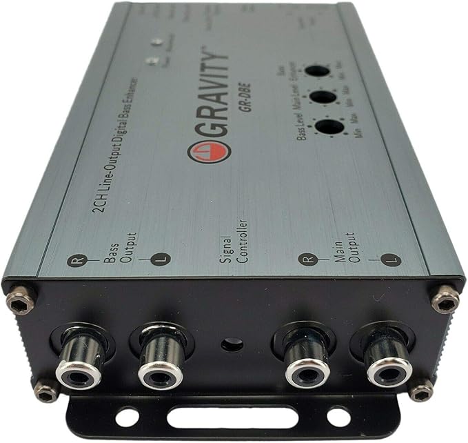 Gravity GR-DBE 2-Channel Premium Line-Out Converter with Digital Bass Enchancer with Knob/Dual Amplifier / 9.5 Volt Pre-Amp Outs/Level Matching Controls