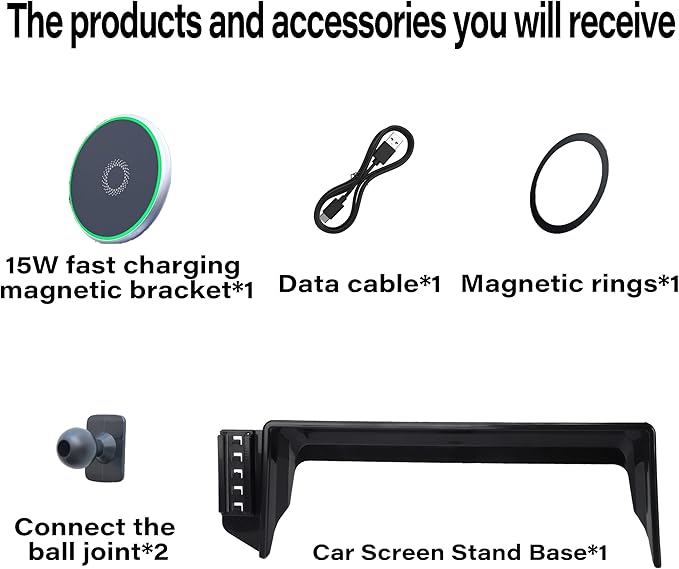 Car Phone Holder for Toyota Camry 2021 2022 2023 2024 Accessories Apply to 7 Inch Touch Screen 15W Fast Wireless Charger Screen Fixed Clip Cell Phone Mount Hands-Free 360 Degree Rotation