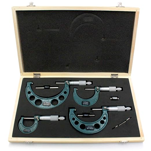 Premium Outside Micrometer Set 0-100mm/0.01mm Precision Machinist Tool w/Carbide Tips