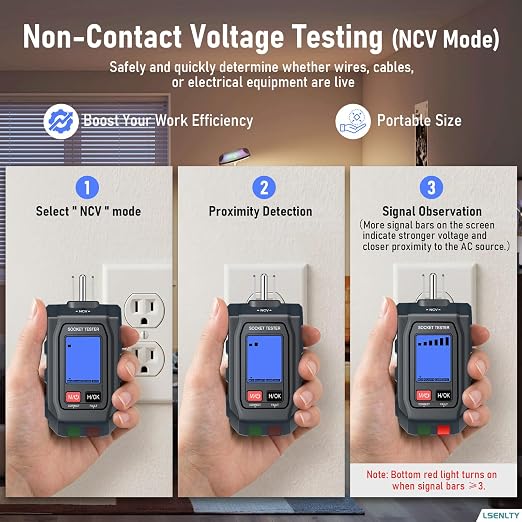 LSENLTY Circuit Breaker Finder & Electrical Tester, 2-in-1 Outlet Tester with Non-Contact Voltage, GFCI Tester, Loop Resistance & Polarity Detection, Suitable for Home DIY, Electrician, Father Gifts