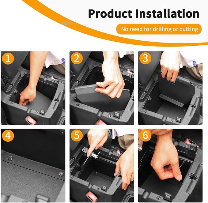Hoolcar Center Console Armrest Locking Storage Safe Box Armrest Organizer Vault Safe Box with Key Compatible with Jeep Wrangler JL JLU 2018-2024, Interior Accessories