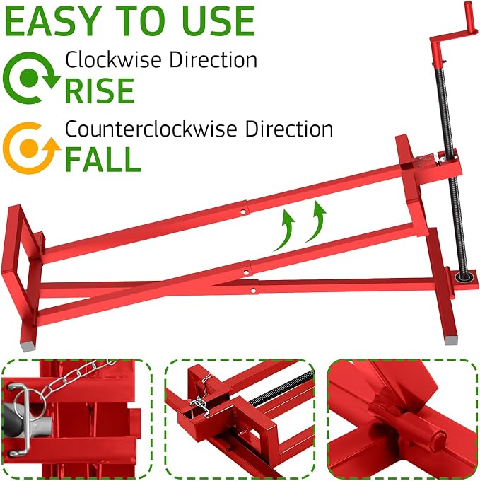 Lawn Mower Lift Jack, Lifting Platform 882 Lbs Capacity Telescopic Maintenance Jack for Garden Tractors and Riding Lawn Mower with Manual Handle & Power Tool Extension Handle - Red
