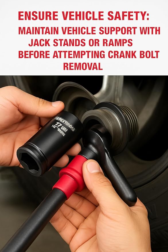 OEMTOOLS 25275 17mm Crank Bolt Socket, Heavy Duty Harmonic Balancer Socket For Stubborn Bolts, 17mm Impact Socket 1/2 Drive Crank Bolt Removal Tool