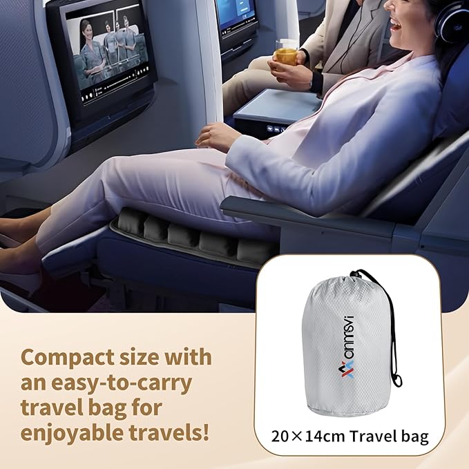 Inflatable Seat Cushion with Built-in Pump for Airplane Travel, Car & Office Chair - Portable Air Pad for Sciatica, Coccyx & Tailbone Pain Relief - 3D Air Cell Support for Long Sitting, 0.8lbs