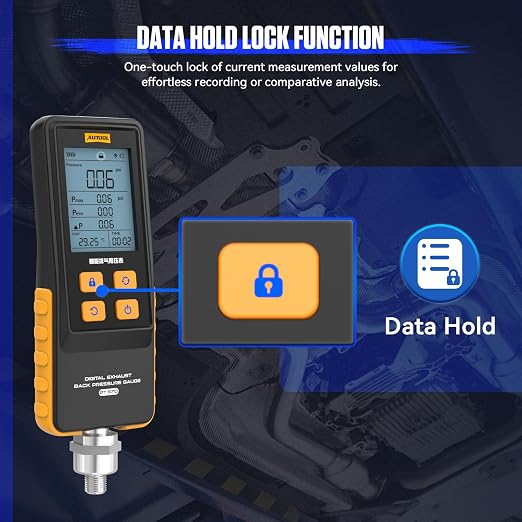 AUTOOL Digital Exhaust Back Pressure Gauge, Exhaust Back Pressure Tester Kit -500~2000mBar for Gasoline Diesel with Adapters & Hoses, Data Holding, Backlit Screen (PT670)