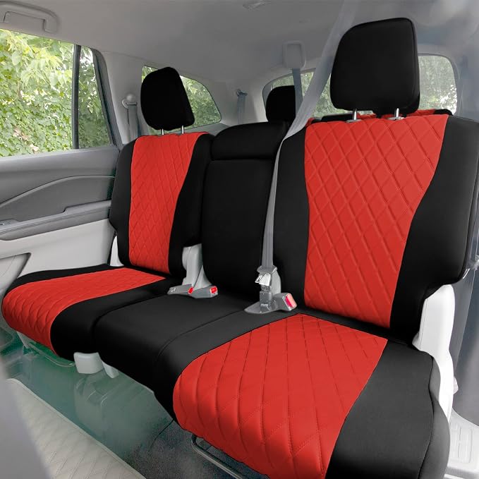 FH Group Custom Fit Seat Covers - EX-L Touring 2016-2022 EX | Elite | SE 2019-2022, 2nd Row Electric Button Bench Only, Red Neoprene Seat Covers for SUV