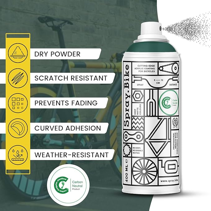 Spray.Bike Spray Paint | Designed Mainly for Bicycles | Multi-Use Acrylic Spray Paint for Metal, Plastic | High Coverage Bike Paint, 400ml, Greenwich