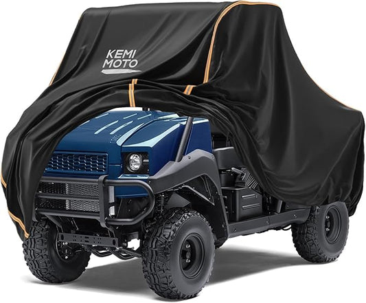 KEMIMOTO UTV Cover, All-Weather Protection UTV Cover Two Seater Compatible with Kawasaki Mule 4000/4010 Can-Am Defender Ranger XP 1000 WOLVERINE RMAX2 Pioneer UFORCE, 2-3 Seaters 140" x 75" x 58"