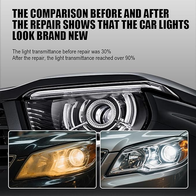 Q1forHeadlight Cleaner, Automotive Headlamp Restoration Fluid Kit, Headlight Restoration Kits, Improve Nighttime Visibility For Brighter