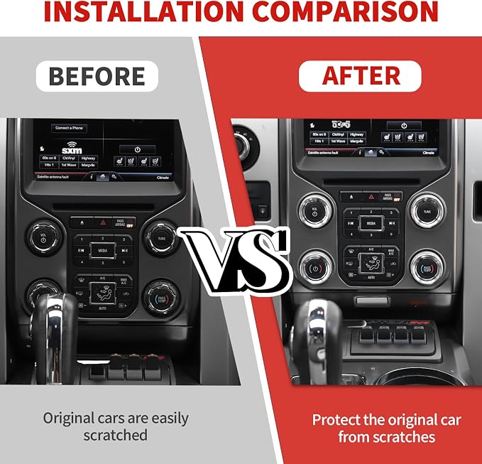 Jimen Fit for Ford F150 2013-2014, 14PCS Interior Silver Trim Kits - Air Conditioner Volume Knob Cover & 4WD Headlight Switch Trim Ring, Window Lift Switch Panel
