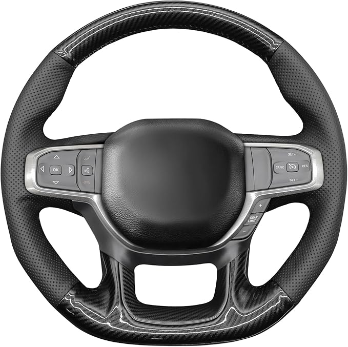 MEWANT Steering Wheel Covers for Dodge Ram 1500 TRX 2021-2024 Hand-Stitched Steering Wheel Wrap