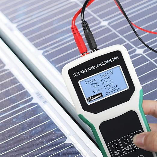 1800W Solar Panel Tester & Power Meter Measuring Range (5~1800W, 20~120V, 0~60A) MPPT Photovoltaic Solar Panel Multimeter for PV Systems, Troubleshooting and Open Circuit Voltage