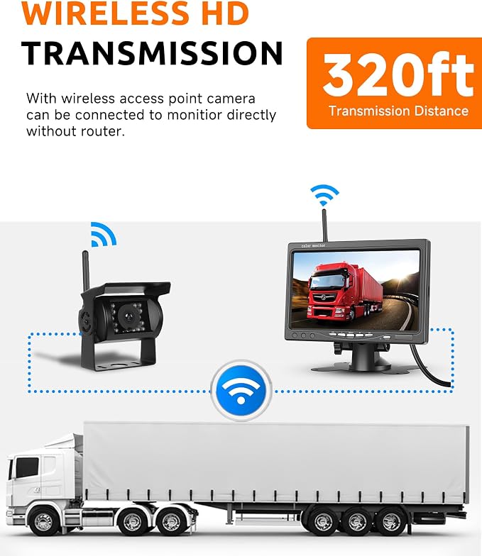 7" Touch Key Wireless Backup Camera System, 1080P HD Rear View Camera with 150° Wide View, Clear Night Vision, IP68 Waterproof, Plug & Play for RV, Trailer, Camper, Truck, SUV, Van