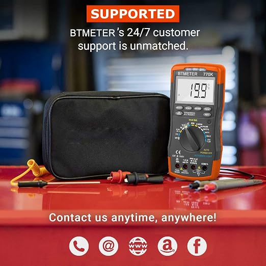 BTMETER BT-770K Auto Ranging Automotive Multimeter for Dwell Angle Pulse Width Tach Temperature Duty Cycle Voltage Current Resistance Test