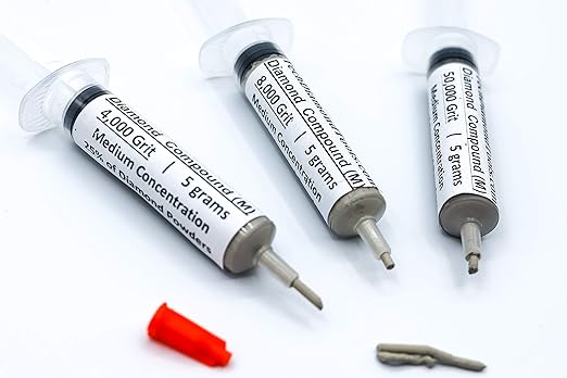 TechDiamondTools Kit of 3 Diamond Polishing Compound Polishing Paste USA Made 4000 8000 50000 Grit for Marble Glass Metal Rock Jewelry Resin Silver Gemstone with 25% of Diamond Powder