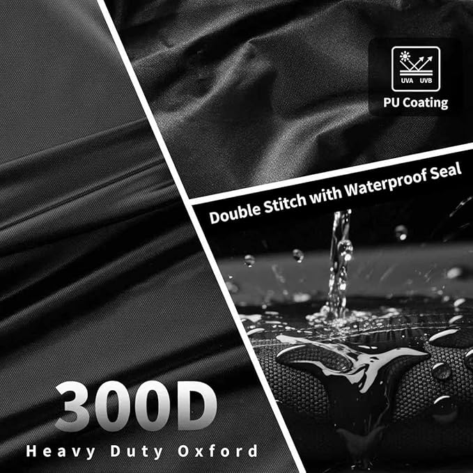 300D Heavy Duty Motorcycle Cover Waterproof Outdoor, Thick Cover for BMW Harley Yamaha Indian Honda Lined with Cotton Touring Rain Protection Hard Flet/Fleece Motor Covers 3XL Black Silver