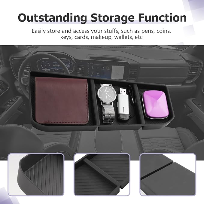 2026 Silverado 1500 Center Console Organizer - Compatible with 2026 2025 2024 2023 Chevy Silverado 1500/GMC Sierra 1500 Accessories Under Screen Organizer Tray - ONLY FIT Full Console w/Bucket Seats