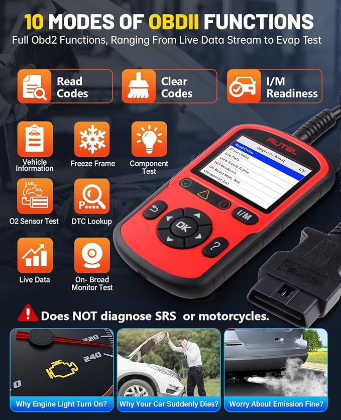 Autel AutoLink AL549 OBD2 Scanner Code Reader | Check Engine Code Reader ABS Diagnostic Tool,Universal Car Battery Test, Live Data,Scan tool For Car Repairers, Enthusiasts