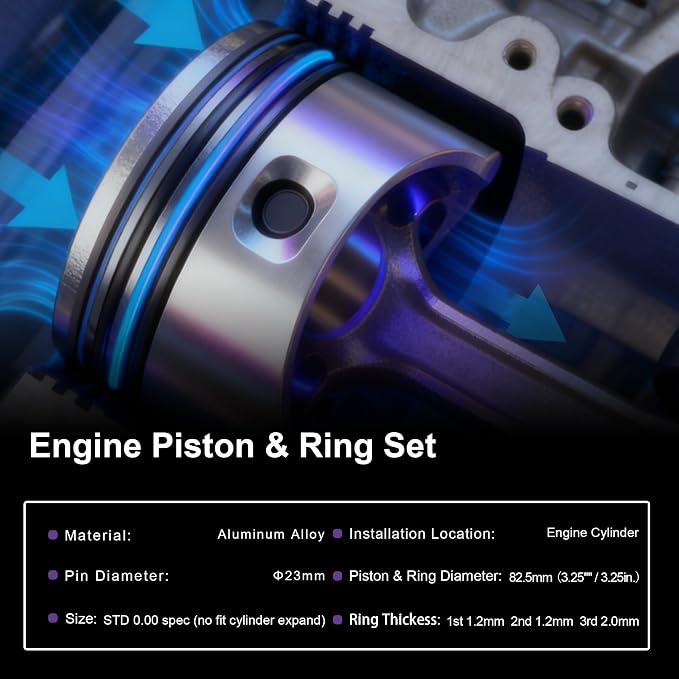 STD 4X Pistons Rings Set Piston Assembly Kit 82.51mm 23mm 06H107065DD Replacement for Audi A3 A4 A5 A6 Q3 Q5 TT VW Beetle CC EOS Golf Jetta Passat TIGUAN EA888 2.0T Engine