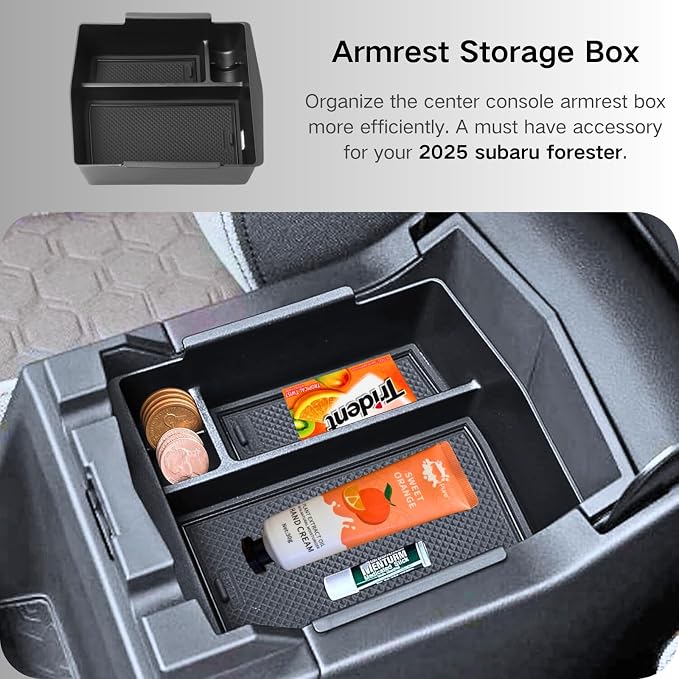 4PCS Center Console Accessories Compatible with 2025 2026 Subaru Forester Center Console Organizer Wireless Charging Mat Cup Holder Insert