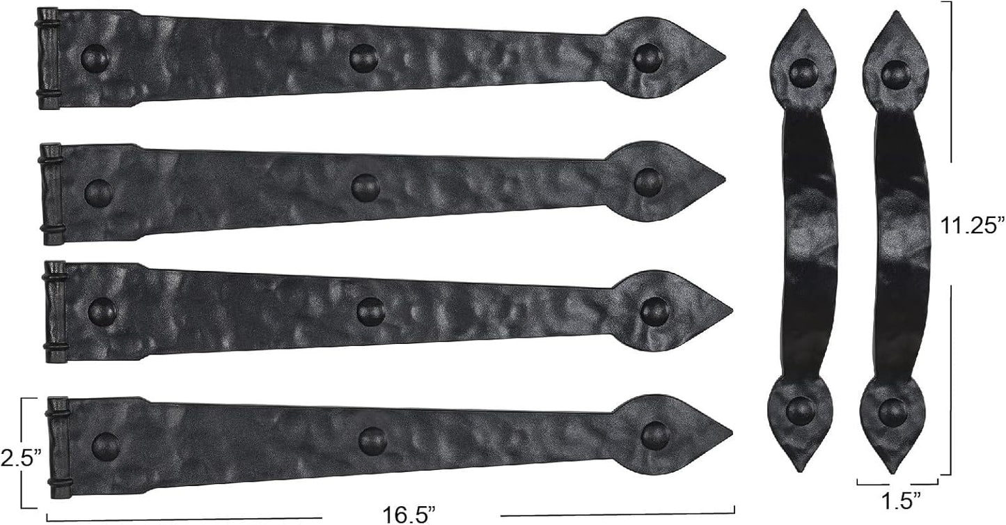 Household Essentials Hinge IT Premium Carriage House Handle & Hinge, Black Garage Door Magnet, 4 Hingle 2 Handles (Pack of 1)