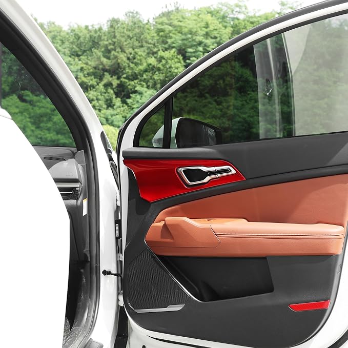 Car Interior Door Frame Cover Trim Sticker Door Lock Button Decor Trim Compatible with Kia Sportage 2023-2026 Accessories (Glossy Red Style)