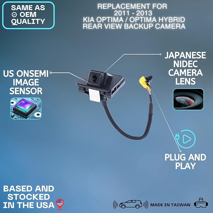 Backup Camera Replaces for 2011 2012 2013 KIA Optima/Optima Hybrid OE Part # 957602T000 957602T002FFF 957602T001 957602T002