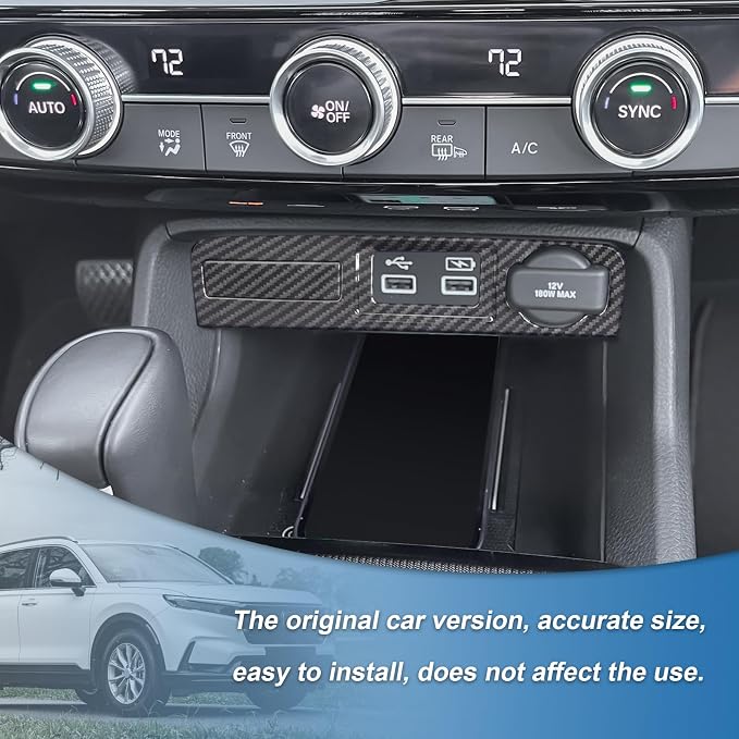 Carbon Fiber USB Power Charger Panel Cover Compatible with 2023-2026 Honda CR-V CRV