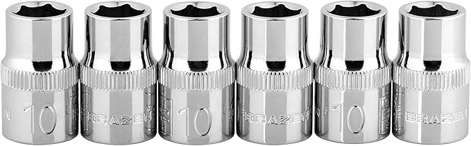 BRAZEN 10mm Socket Six Pack (3/8" Drive, 6pt, Shallow)