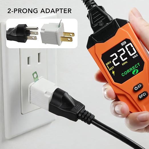 Circuit Breaker Finder Detector with LCD Display, AI Smart Mode, GFCI Outlet Tester, Electrical Circuit Tracer Tool with NCV Test – Includes Carrying Case and Adapters, Rechargeable Function