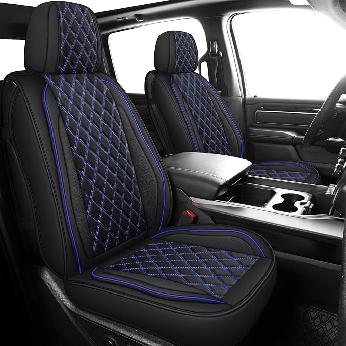 MIROZO Front Silverado Seat Covers, 2PCS Truck Seat Cover Waterproof Car Seat Protecor Compatible with 2007-2026 Chevy Silverado GMC Sierra 1500 2500HD 3500HD Automotive Seat Covers (Blue,2PCS Front)