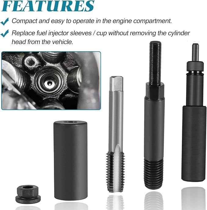 Fuel Injector Sleeve Cup Removal Tool Installer Kit Compatible with 2003-2010 Ford 6.0L 6.4L Powerstroke Engines