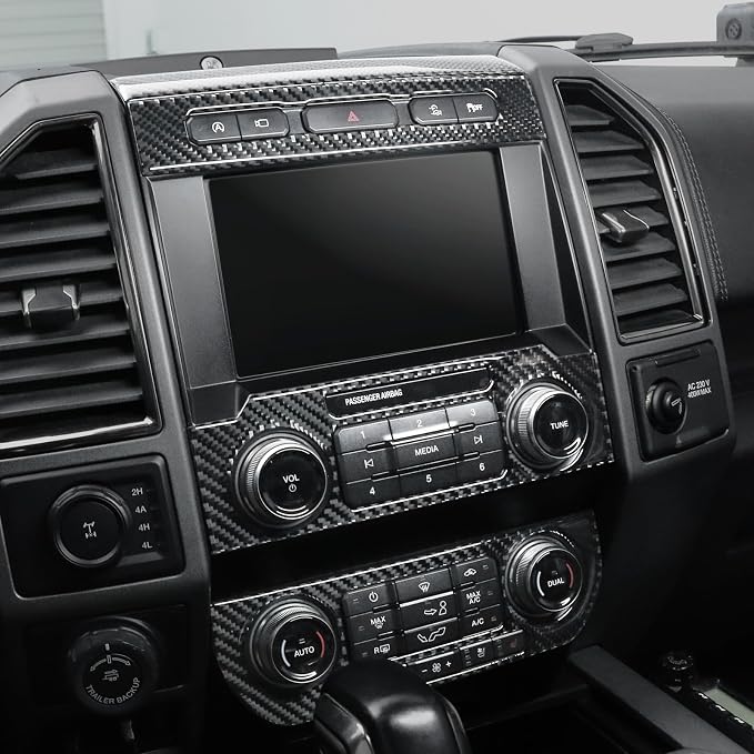 BETTERHUMZ Air Conditioning CD Control Panel Display Screen Outlet Trim Compatible with Ford F150 Raptor 2015-2020 Carbon Fiber